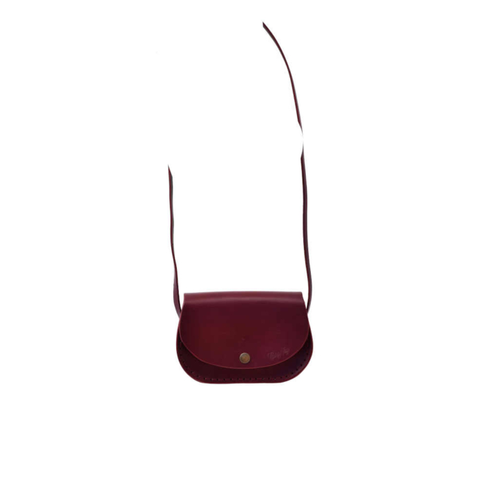 Petit sac rouge Bordeaux en cuir avec bandoulière Ema Cuirs Ney