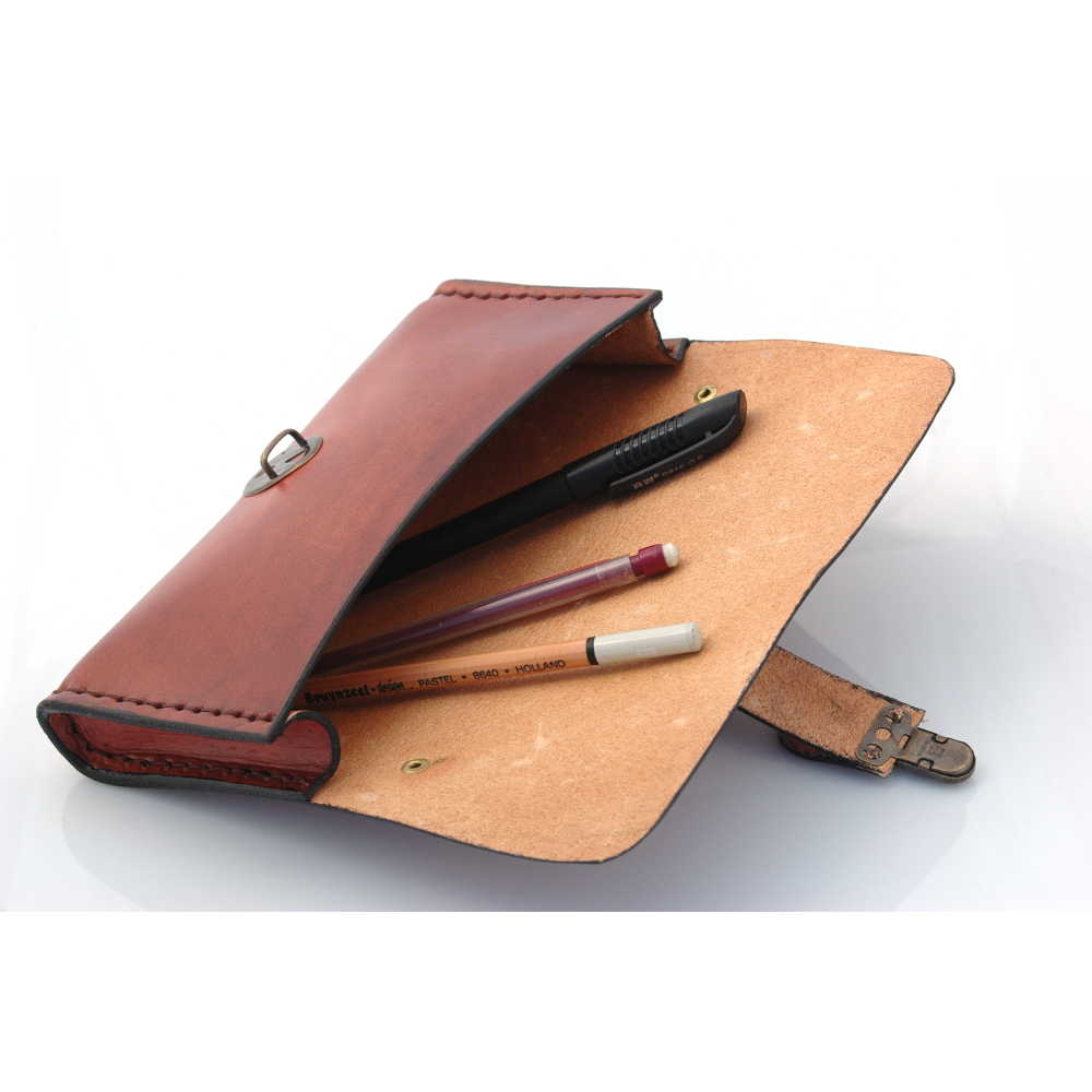 Trousse stylos cuir - Trousse en cuir artisanal français d'Aveyron