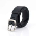 Ceinture noire en cuir avec boucle en laiton « Mathieu », 3,5 cm