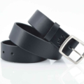 Ceinture noire en cuir avec boucle en laiton « Mathieu », 3,5 cm