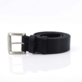 Ceinture en cuir noir, avec boucle en laiton à Rouleau - 3,5 cm