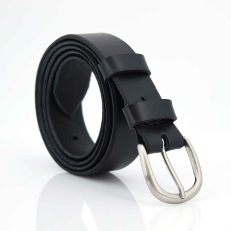 Ceinture noire en cuir "Gérard" - ceinture fine