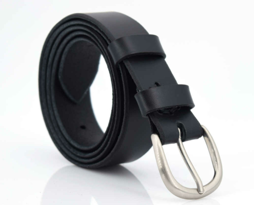 Ceinture noire en cuir "Gérard" - ceinture fine