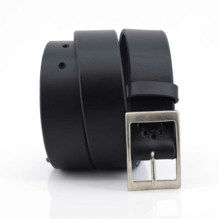 Ceinture en cuir noire avec boucle en laiton "Franck"