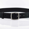 Ceinture noire en cuir avec boucle en laiton « Mathieu », 3,5 cm