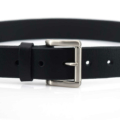 Ceinture en cuir noir, avec boucle en laiton à Rouleau - 3,5 cm